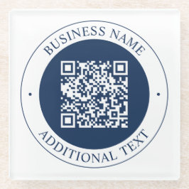 Anpassbarer QR-Code & Text | Dunkles Marineblau Glasuntersetzer