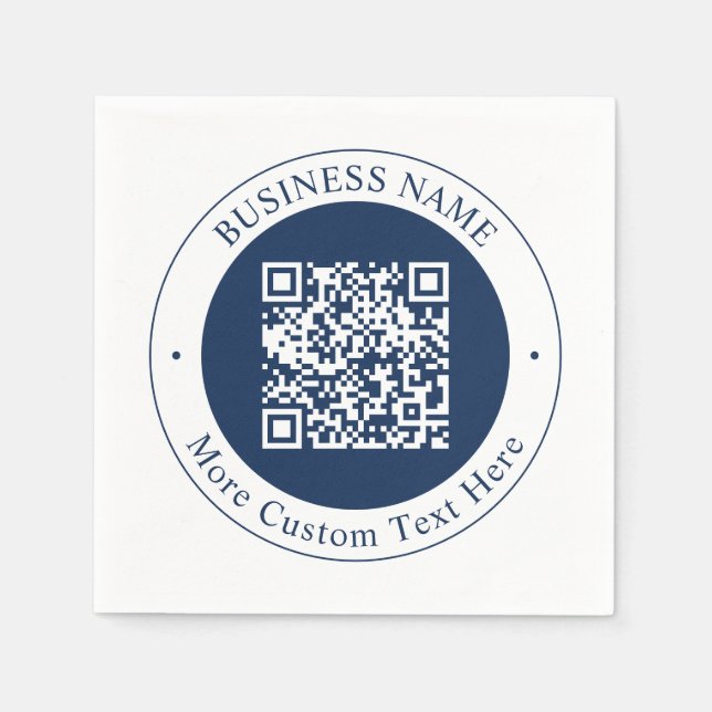 Anpassbarer QR-Code & Text | Dunkles Marineblau Serviette (Vorderseite)
