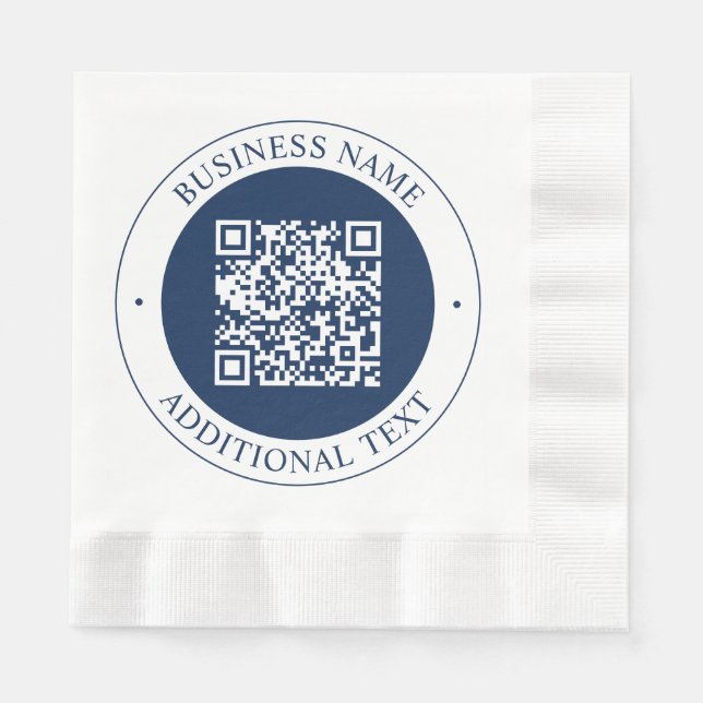 Anpassbarer QR-Code & Text | Dunkles Marineblau Serviette (Vorderseite)