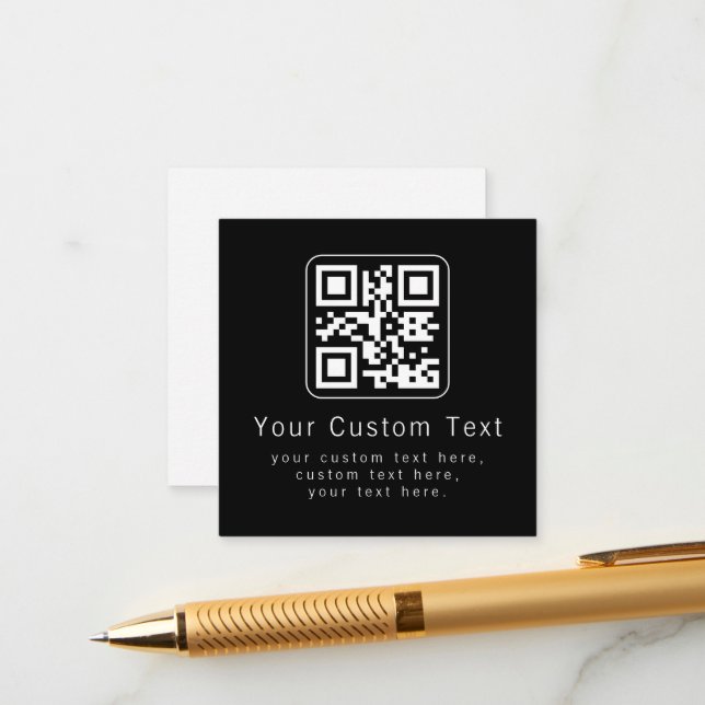 Anpassbarer QR-Code und bearbeitbarer Textbaustein Begleitkarte (Vorderseite/Rückseite Beispiel)
