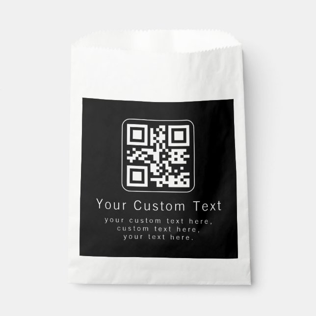 Anpassbarer QR-Code und bearbeitbarer Textbaustein Geschenktütchen (Vorderseite)