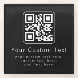 Anpassbarer QR-Code und bearbeitbarer Textbaustein Glasuntersetzer