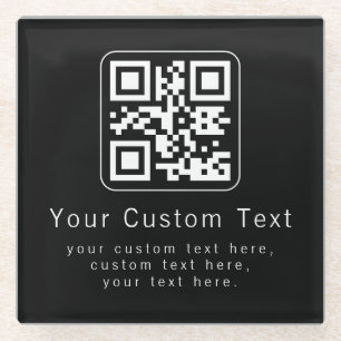 Anpassbarer QR-Code und bearbeitbarer Textbaustein Glasuntersetzer