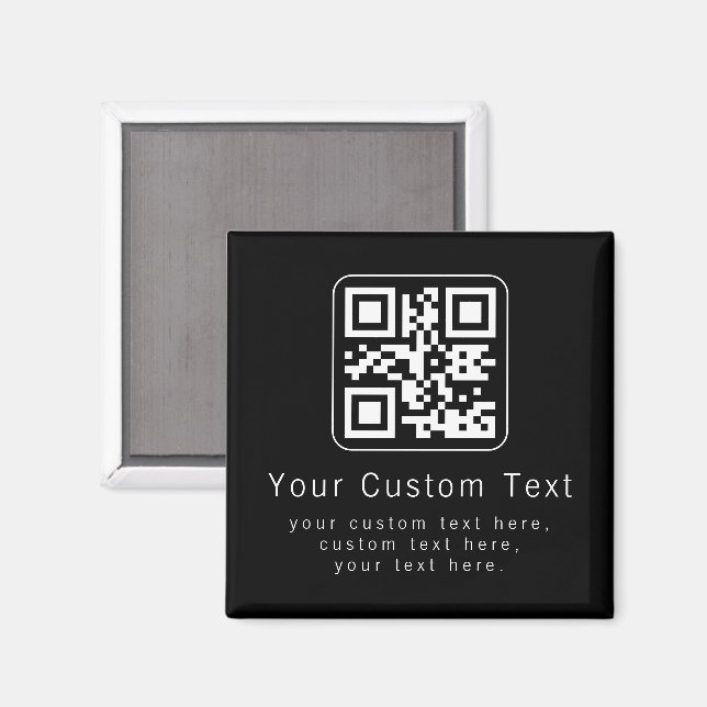 Anpassbarer QR-Code und bearbeitbarer Textbaustein Magnet (Vorderseite/Rückseite)