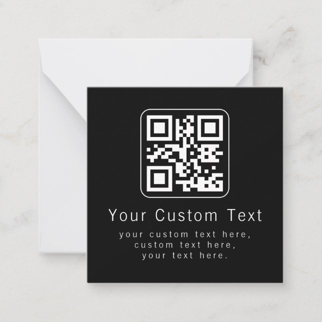 Anpassbarer QR-Code und bearbeitbarer Textbaustein Mitteilungskarte (Vorderseite)