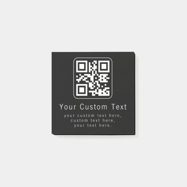 Anpassbarer QR-Code und bearbeitbarer Textbaustein Post-it Klebezettel (Vorderseite)