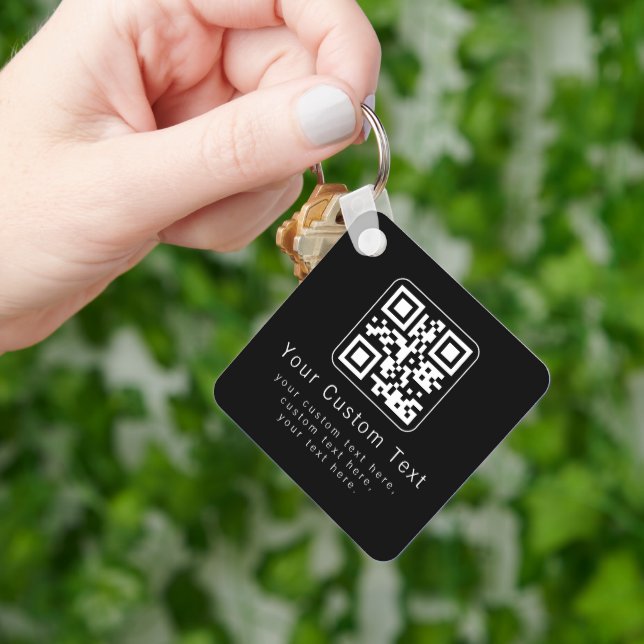 Anpassbarer QR-Code und bearbeitbarer Textbaustein Schlüsselanhänger (Hand)