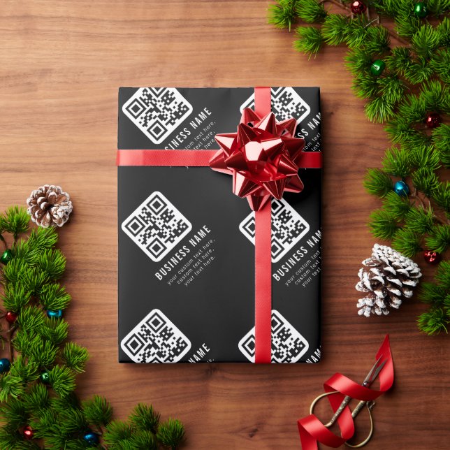 Anpassbarer QR-Code und bearbeitbarer Textdesign Geschenkpapier (Feiertagsgeschenk)