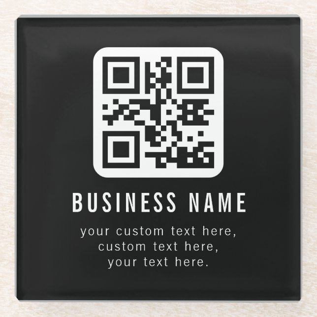 Anpassbarer QR-Code und bearbeitbarer Textdesign Glasuntersetzer (Vorderseite)