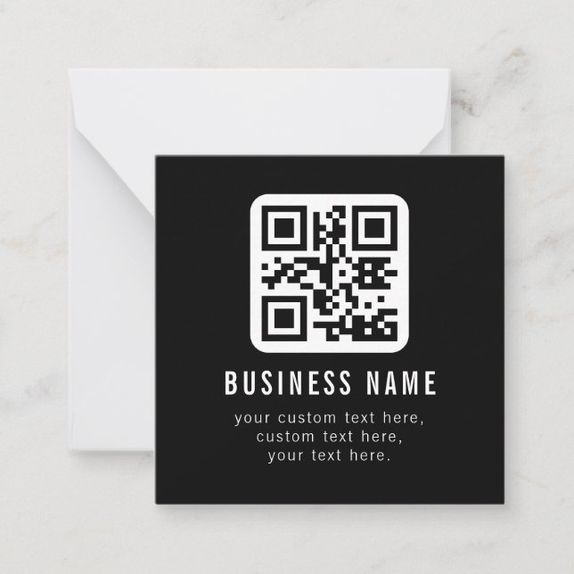 Anpassbarer QR-Code und bearbeitbarer Textdesign Mitteilungskarte (Vorderseite)