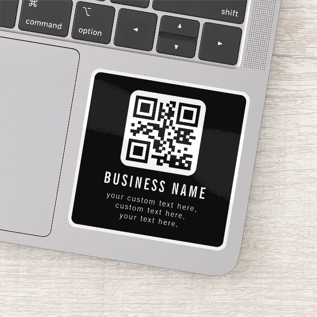 Anpassbarer QR-Code und bearbeitbarer Textentwurf Aufkleber (Detail)