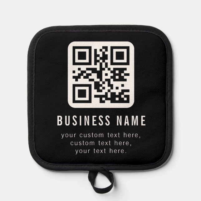 Anpassbarer QR-Code und bearbeitbarer Textentwurf Topflappen (Vorderseite)