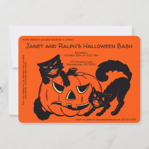 Anpassbarer Retro-Halloween-Schmuck Einladung