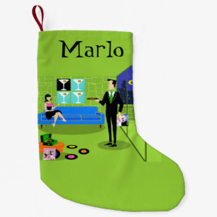 Anpassbarer Retro-Städter-Paar-Weihnachtsstrumpf Kleiner Weihnachtsstrumpf