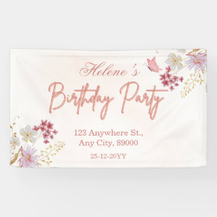 Anpassbarer rosa Wasserfarben-Geburtstag Banner