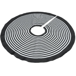Anpassbarer Schwarz-Weiß-Gestreift Polyester Weihnachtsbaumdecke