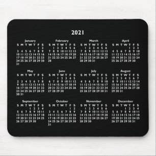 Anpassbarer Schwarz-Weiß-Kalender 2021 Mousepad
