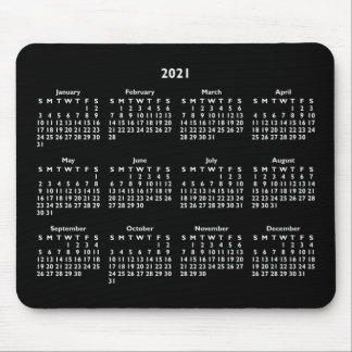 Anpassbarer Schwarz-Weiß-Kalender 2021 Mousepad