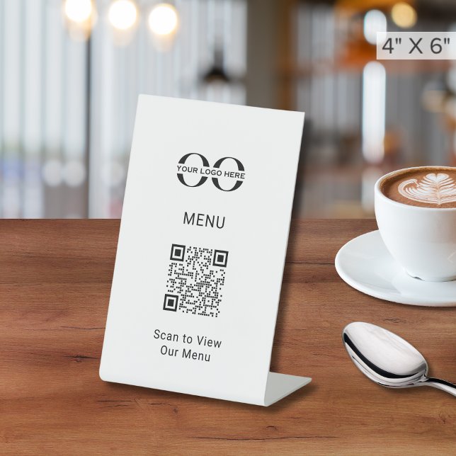 Anpassbarer Schwarz-weißer Bistro QR-Code Sockelschild (Von Creator hochgeladen)