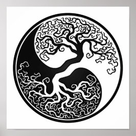 Anpassbarer schwarzer Baum des Lebens Yin Yang Poster