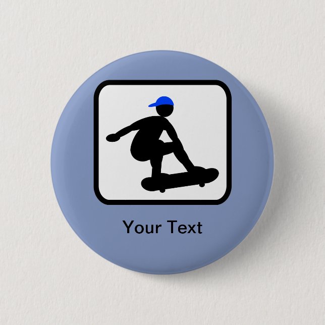 Anpassbarer Skater auf Skateboard-Logos Button (Vorderseite)