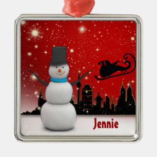 Anpassbarer Snowman Ormanent Silbernes Ornament