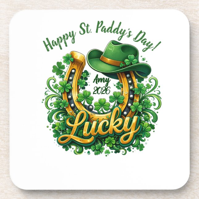 Anpassbarer St. Patrick's Day Getränkeuntersetzer (Vorderseite)