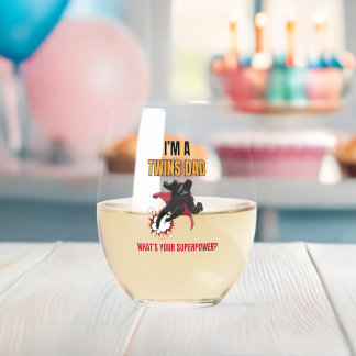 Anpassbarer Super-Held-Vater Twins Vathers Day Weinglas Ohne Stiel