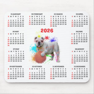 Anpassbarer süßer britischer Bulldoggen-Kalender Mousepad