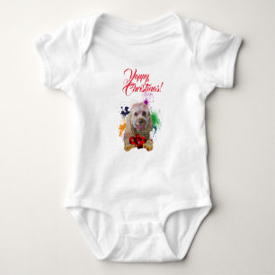 Anpassbarer Süßer Cavapoo-Hund Frohe Weihnachten Baby Strampler