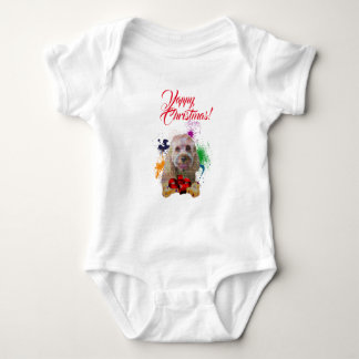 Anpassbarer Süßer Cavapoo-Hund Frohe Weihnachten Baby Strampler