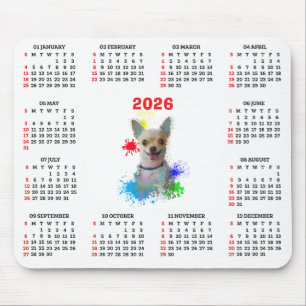 Anpassbarer süßer Chihuahua-Hundekalender Mousepad