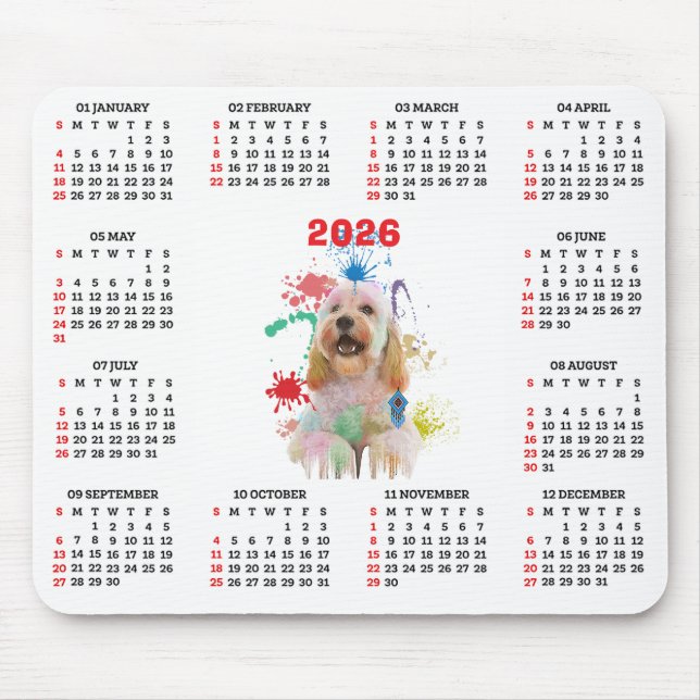 Anpassbarer süßer Cockapoo-Hundekalender  Mousepad (Vorne)