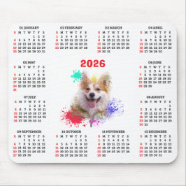 Anpassbarer süßer Corgi-Hundekalender Mousepad