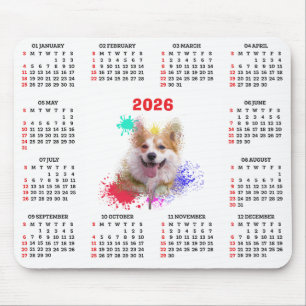 Anpassbarer süßer Corgi-Hundekalender Mousepad