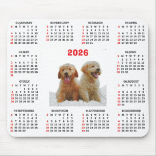 Anpassbarer süßer Golden Retriever Hund Kalender Mousepad