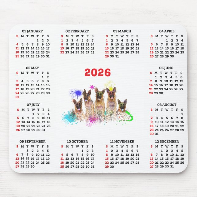 Anpassbarer süßer Labrador-Welpen-Kalender  Mousepad (Vorne)