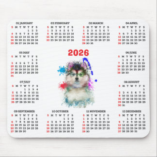 Anpassbarer süßer Pomsky-Hundekalender  Mousepad