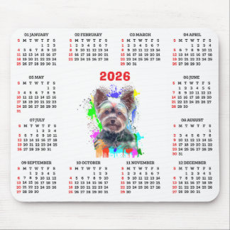 Anpassbarer süßer Yorkie-Hundekalender  Mousepad