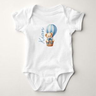 Anpassbarer Teddybär mit Babynamen in Luftballon Baby Strampler