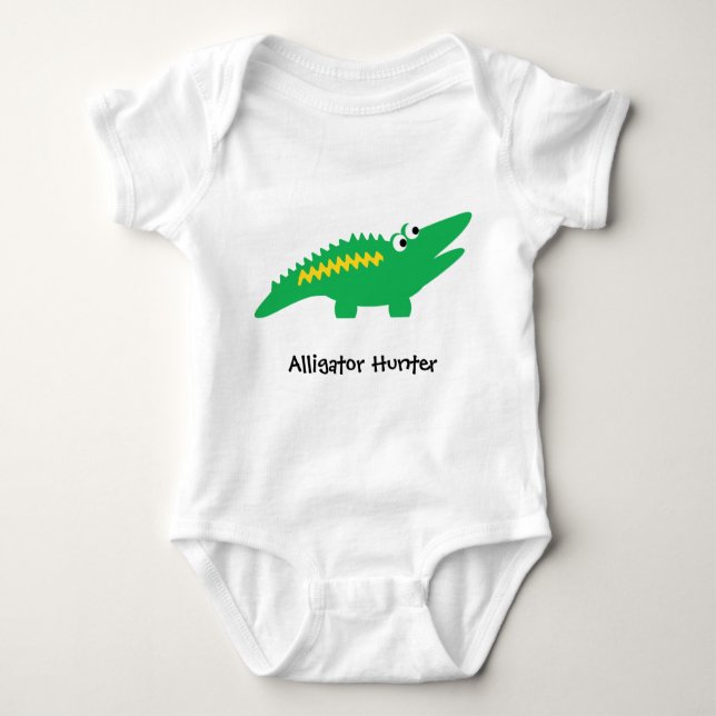 Anpassbarer Text Alligator Baby Strampler (Vorderseite)