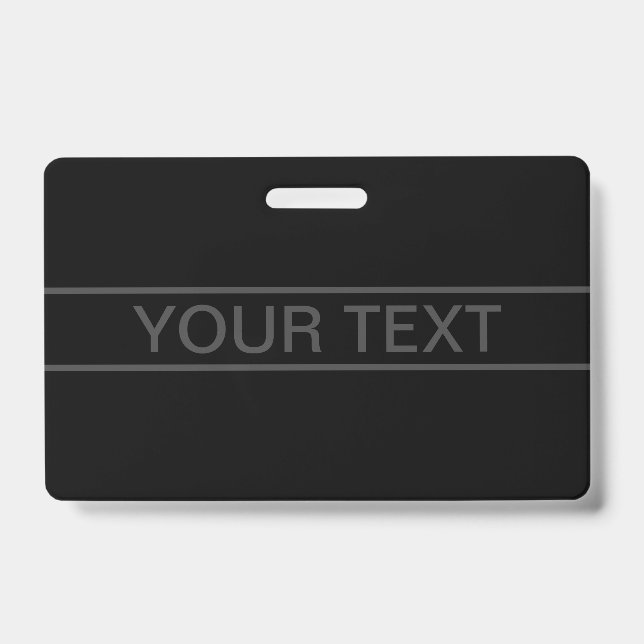 Anpassbarer Text | Bold Modern Black & Dark Gray Ausweis (Vorderseite)