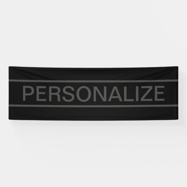 Anpassbarer Text | Bold Modern Black & Dark Gray Banner (Horizontal)