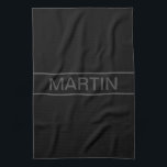 Anpassbarer Text | Bold Modern Black & Dark Gray Geschirrtuch<br><div class="desc">Kühner zeitgenössischer Look.</div>