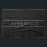 Anpassbarer Text | Bold Modern Black & Dark Gray Geschirrtuch<br><div class="desc">Kühner zeitgenössischer Look.</div>