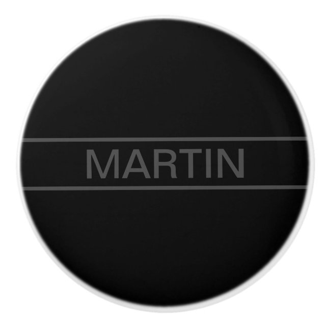 Anpassbarer Text | Bold Modern Black & Dark Gray Keramikknauf (Vorderseite)