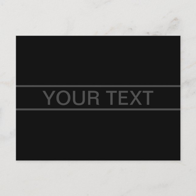 Anpassbarer Text | Bold Modern Black & Dark Gray Postkarte (Vorderseite)