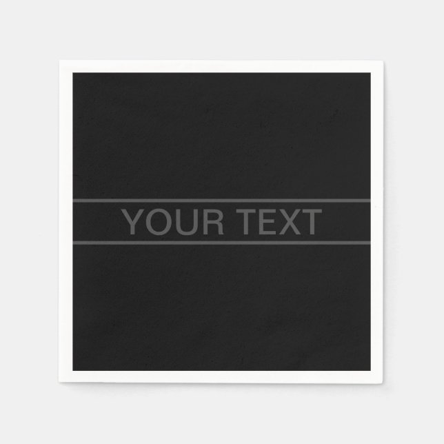 Anpassbarer Text | Bold Modern Black & Dark Gray Serviette (Vorderseite)