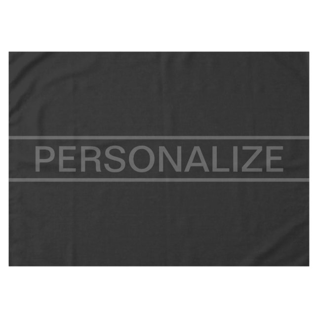 Anpassbarer Text | Bold Modern Black & Dark Gray Tischdecke (Vorderseite (Horizontal))