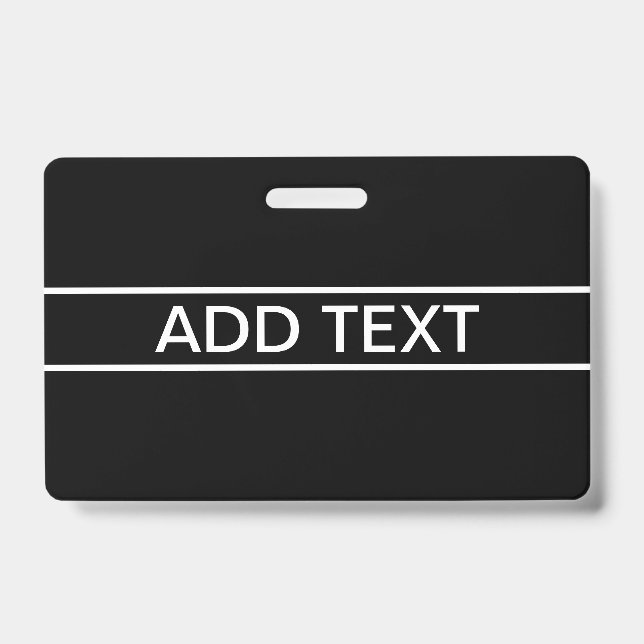 Anpassbarer Text | Bold Modern Black & White Ausweis (Vorderseite)